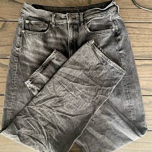 AE high-rise, black-wash Baggy Mom Jean with comfort stretch waistband